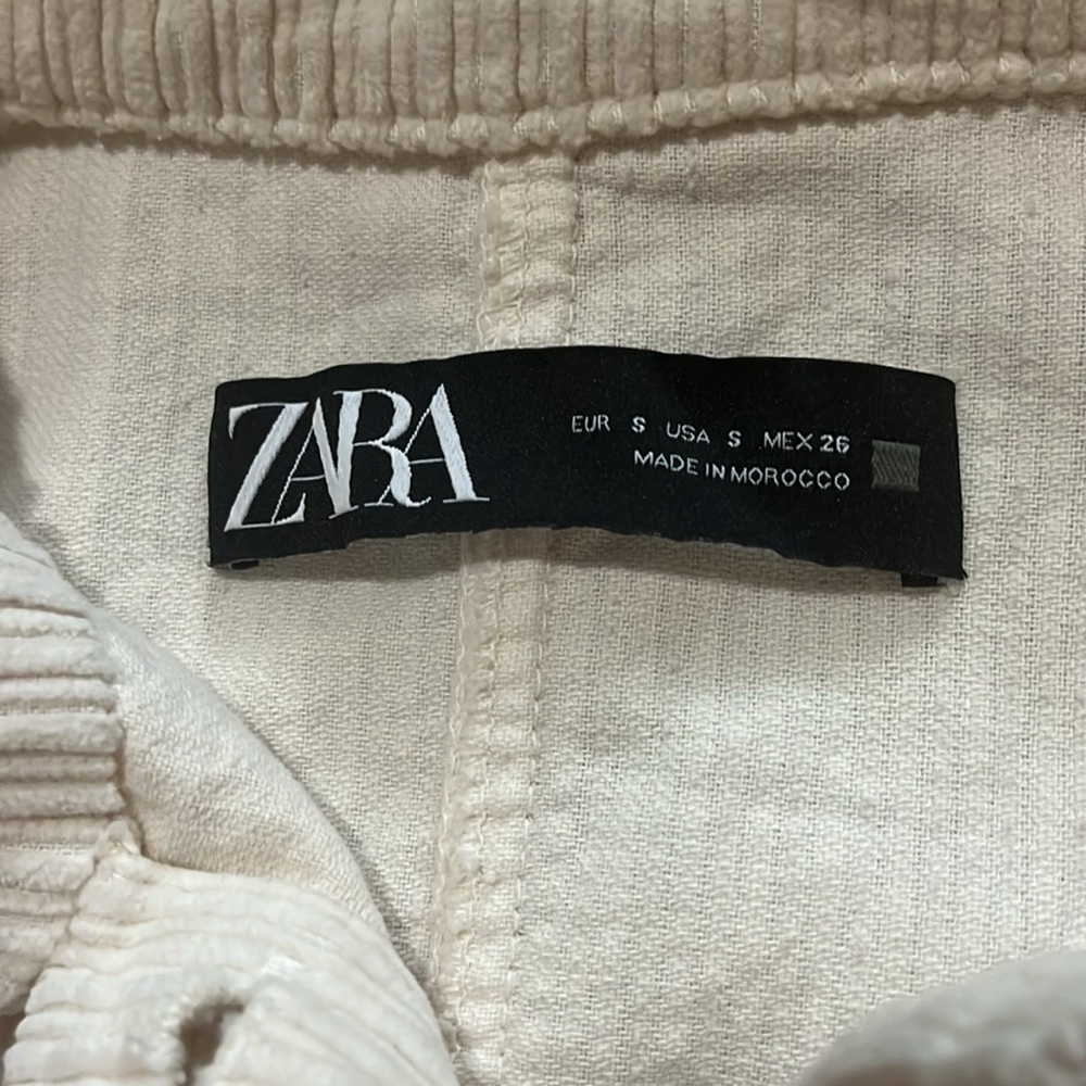 Zara Small Ivory Soft Corduroy Boxy Button Up Cro… - image 3